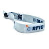 Woven wristband with interwoven RFID tag