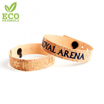 Cork bracelets with text and logo