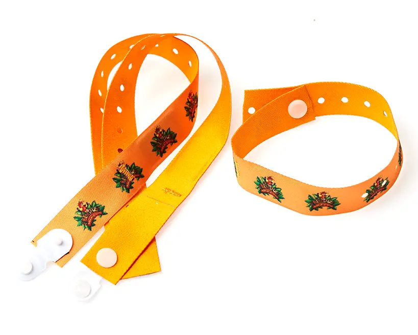 Woven wristband with interwoven RFID tag