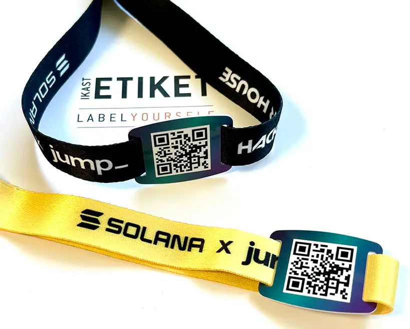Wristband with QR code or barcode