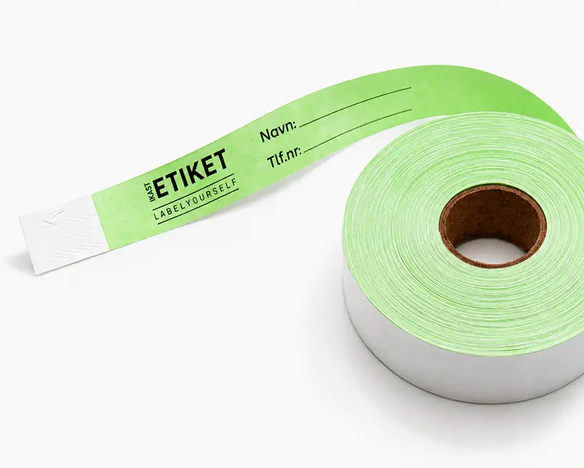 Paper wristbands on rolls for dispensers
