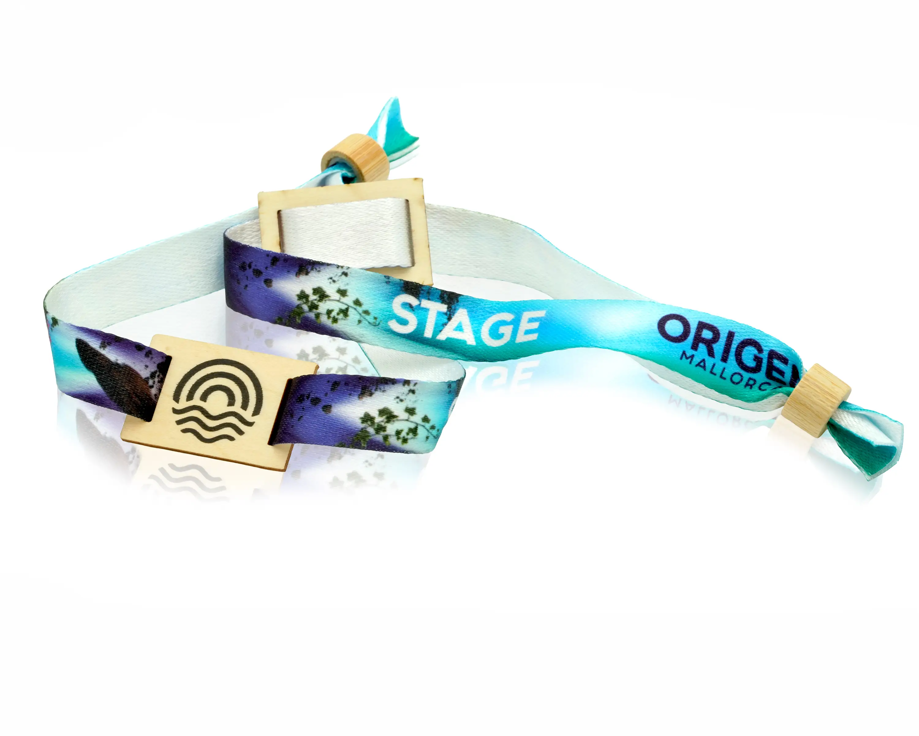 Fabric wristbands with wooden sliders