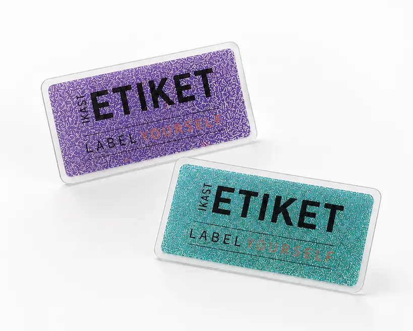Iron-on reflective labels with text and logo