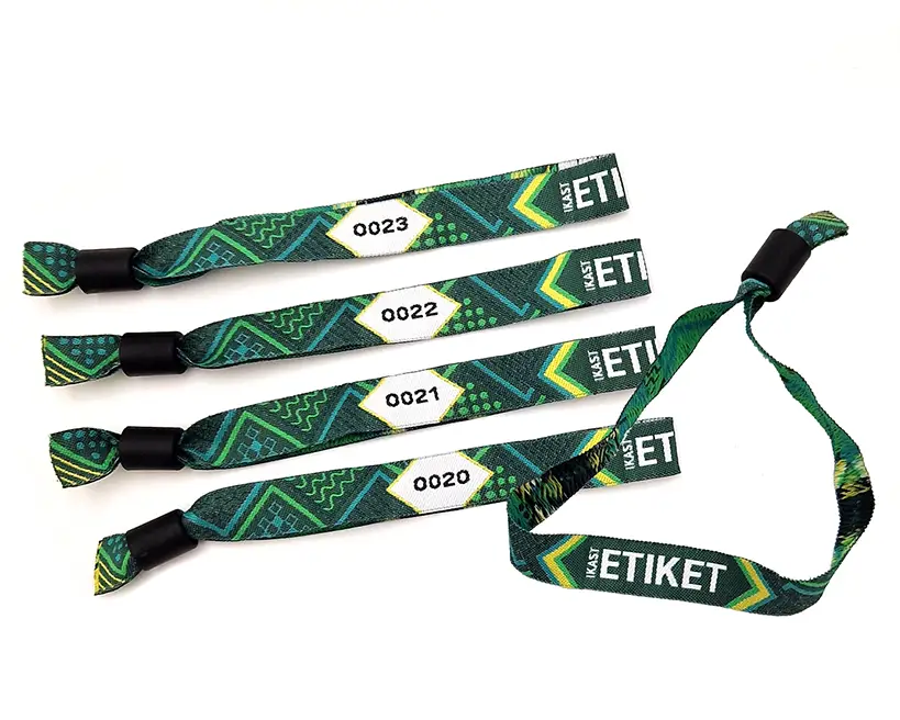 Woven festival wristband made with recycled materials