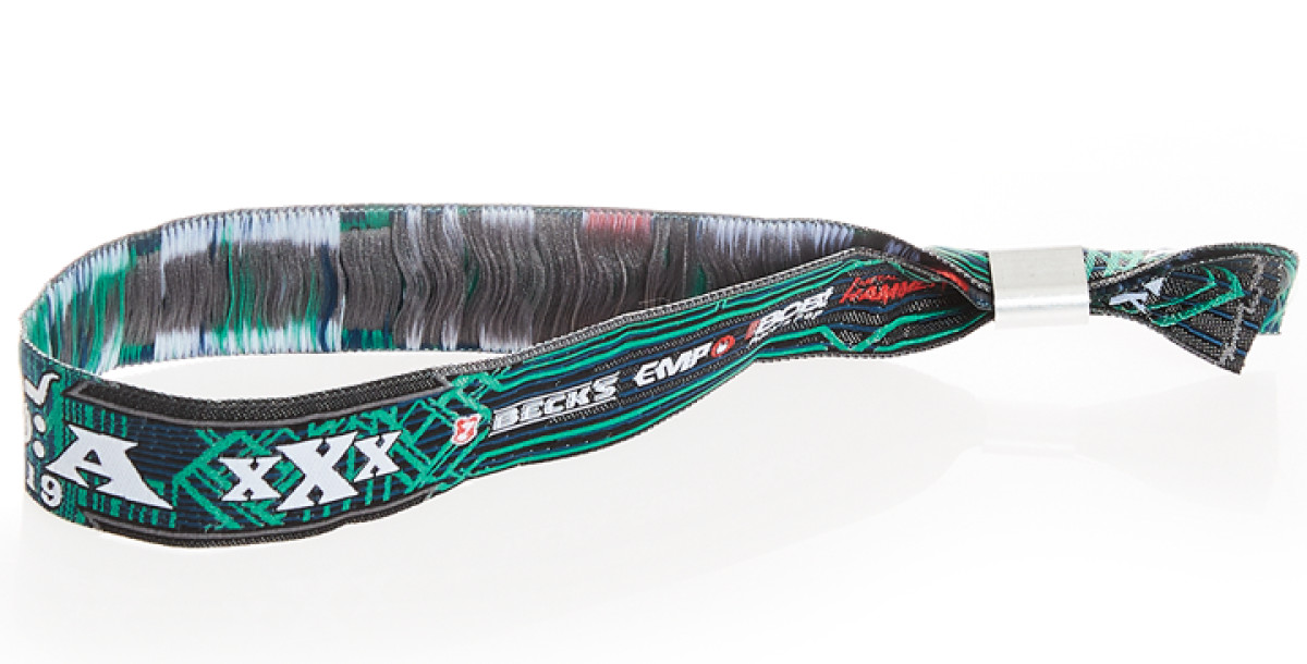 Woven festival wristband made with recycled materials
